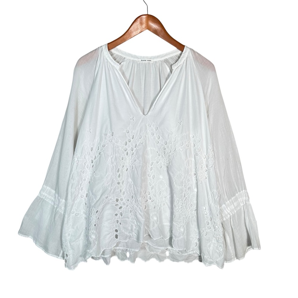 HANA SAN Karin Flowy Eyelet Peasant Blouse